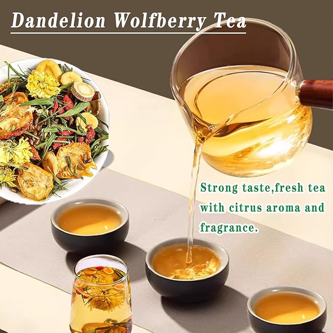Dandelion Wolfberry Tea, 4.2oz, Detoxifying Herbal Blend for Liver and Kidney Support, Eyesight Improvement