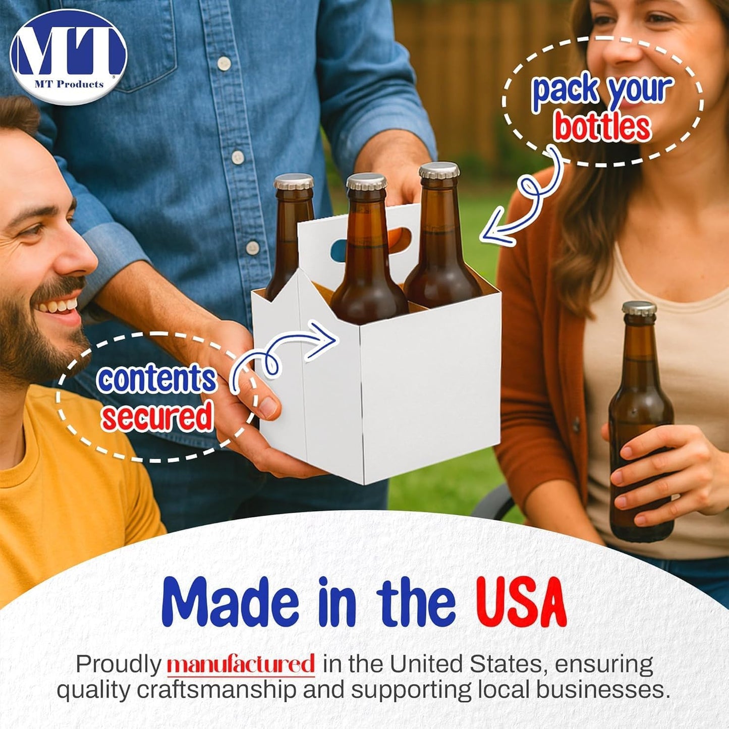 MT Products White 4 Bottle Holder 12 oz. - Corrugated Bottle Carrier for Transport (Pack of 200) - Made in the USA