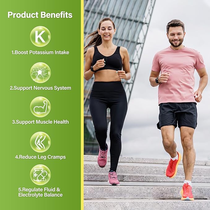 Potassium Citrate 1000mg, Potassium Supplement for Leg Cramps, Muscle & Heart Health, Vegan, Non-GMO, Gluten Free, 90 Capsules