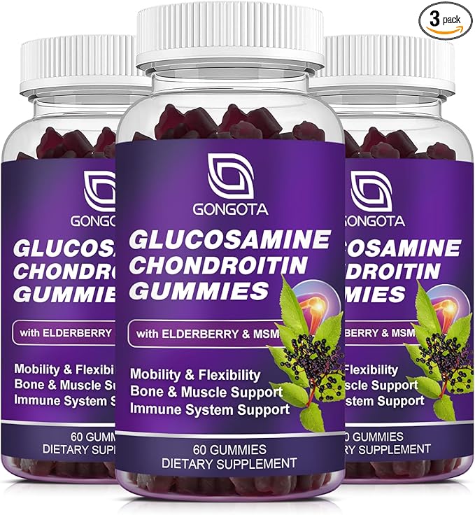 Glucosamine Chondroitin Gummies - 2- Pack, Extra Strength 1500mg Glucosamine with MSM & Elderberry, Flexibility Support, Best Cartilage & Immune Support Supplement for Men and Wome - 180 Gummies