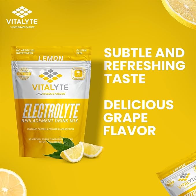Vitalyte Electrolyte Powder Drink Mix, Isotonic Electrolyte Hydration Mix, Case Pack (6 Pack, Lemon)