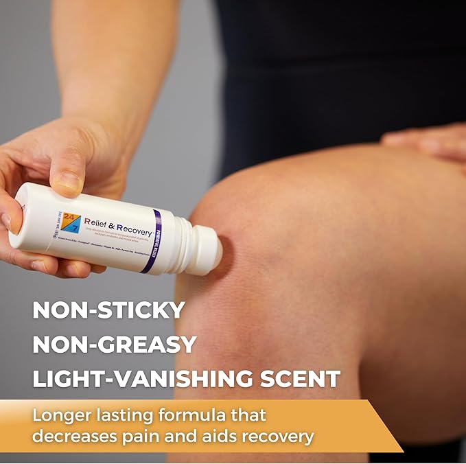 24/7 Relief & Recovery Pain Relief Roll On - 3 Ounce - Muscle Pain Relief Cream, Joint Pain Relief, Bursitis Pain Relief, Sciatica Pain Relief, Pain Relief for Feet, Topical Pain Reliever