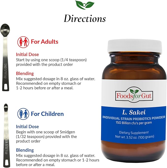 Lactobacillus Sakei Probiotic Powder 150 Billion cfu's | Made in USA | No Additives | Sinus and Sinusitis Relief | High Potency | L. Sakei | 100 Grams (3.52 Oz)