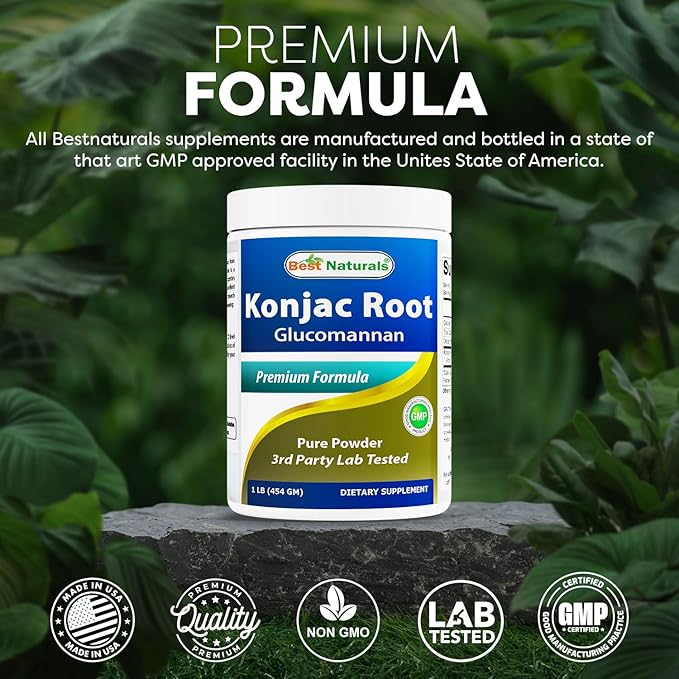 Best Naturals 2 Pack Konjac Glucomannan Root 1 Pound - 2000 mg per Serving - (Total 2 Pound)