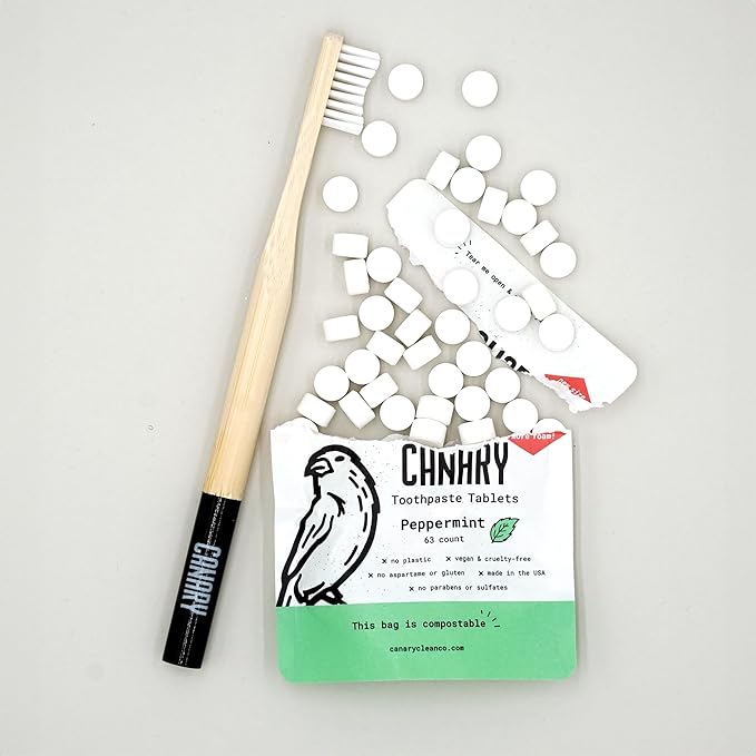 Canary Nano Hydroxyapatite Toothpaste Tablets Peppermint - Remineralizing, Fluoride Free, All Natural Tabs with Xylitol - Great for Travel, Plastic Free - 240 Count