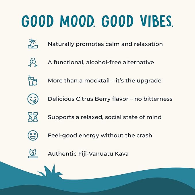 Citrus Berry Kava Drink Mix – 30 Pack for Natural Energy, Mood Support, Stress Relief & Nootropic Focus