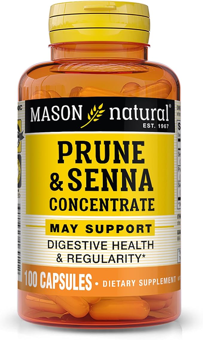 MASON NATURAL Prune Senna Concentrate - Natural Vegetable Laxative, Promotes Regularity and Bowel Function, Improves Digestive Health, 100 Capsules