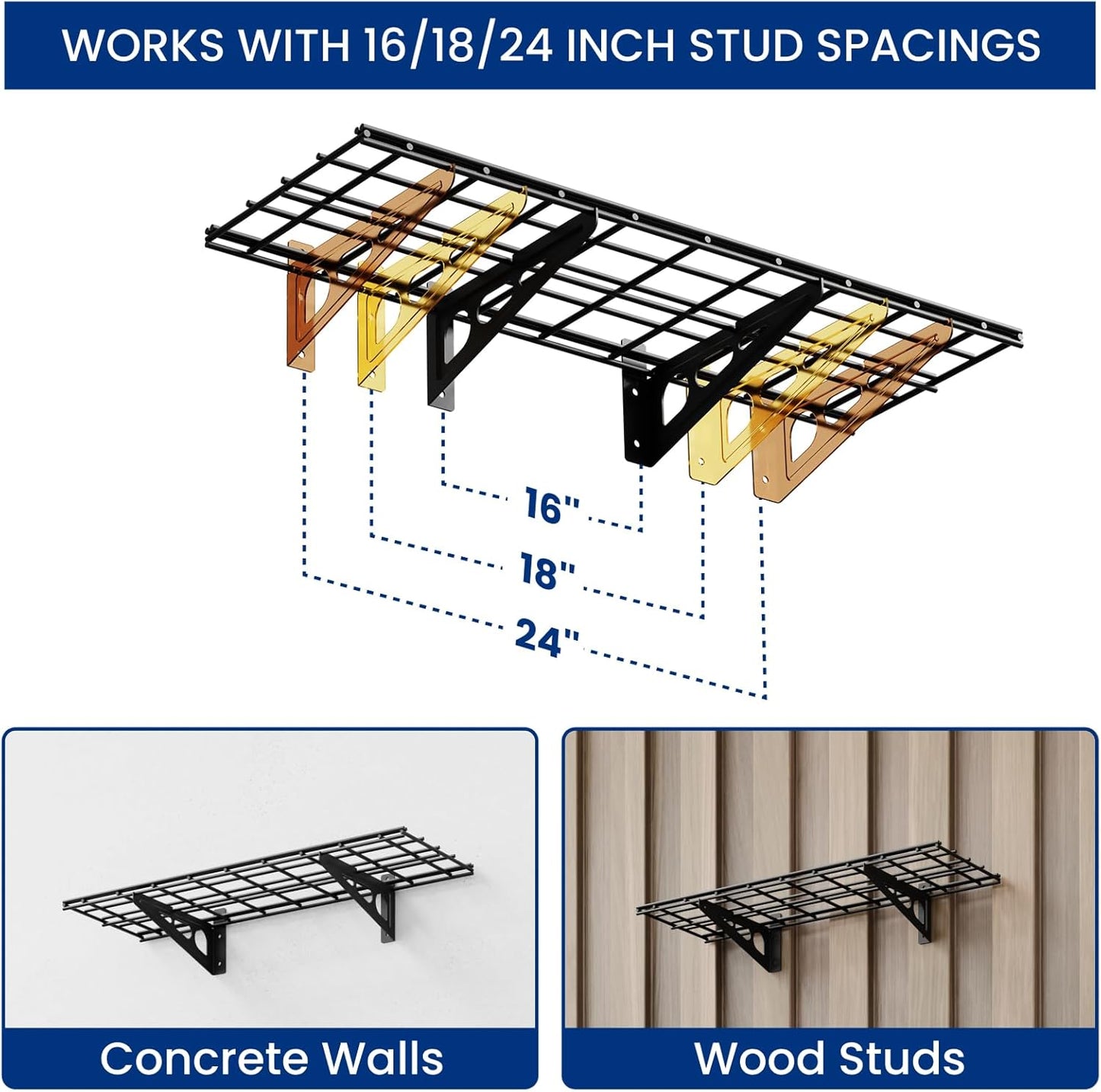 FLEXIMOUNTS 1x3ft Garage Shelving Wall-Mounted, 1-Pack Heavy-Duty Wall Shelving, Holds Up to 150 lbs, Garage Storage Rack for Organization & Storage Bins, Black, Classic Series