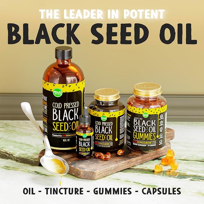 Maju Superfoods Black Seed Oil - 3 Times TQ, Cold-Pressed, Travel Size, 100% Turkish Black Cumin Seed Oil, Liquid Pure Blackseed, Glass Bottle, 2 Oz