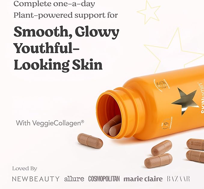 SKINtamin Vegetarian Collagen Pills | Best Collagen Supplements for Women to Support Skin Firmness and Wrinkles | Skin Supplement Formulated to Help Reduce Blemishes (3-Pack)