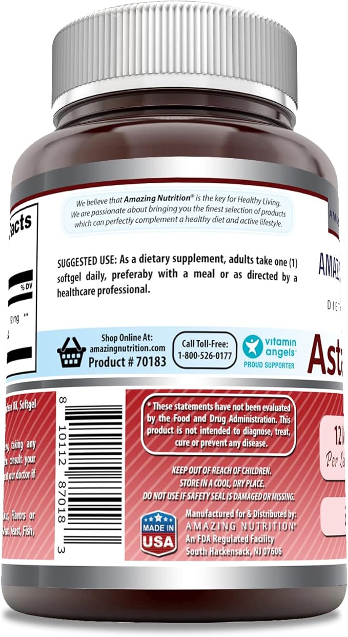 Amazing Formulas Astaxanthin 12mg Softgels Supplement | Non-GMO | Gluten Free (30)