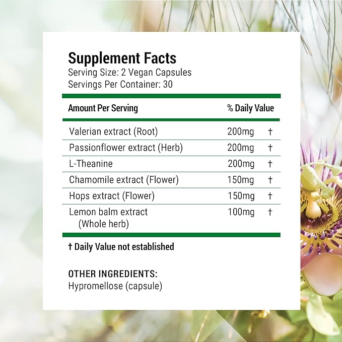 Nested Naturals Luna Melatonin-Free Pack of Two, Bedtime Supplement for Adults, Herbal Nighttime Sleeping Capsule, Valerian Root with Chamomile, Lemon Balm, Non-GMO, Gluten-Free