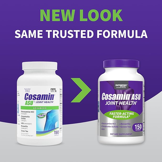 Nutramax Laboratories Cosamin® ASU Joint Health Supplement with Glucosamine, Chondroitin & ASU for Men’s & Women's Joint Health, 150 Capsules