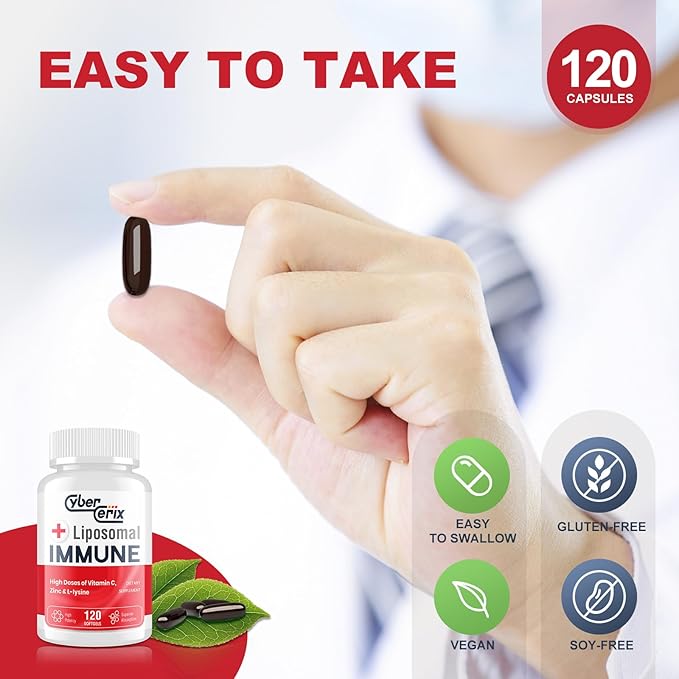 Advanced Liposomal Immune Supplement, Complex with L-Lysine 1,500mg, Vitamins, Minerals & Herbal Extracts, Comprehensive Daily Wellness Blend for Men & Women - 120 Capsules