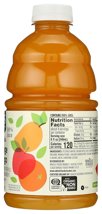 365 by Whole Foods Market, Organic 100% Juice, Orange Mango, 32 fl oz
