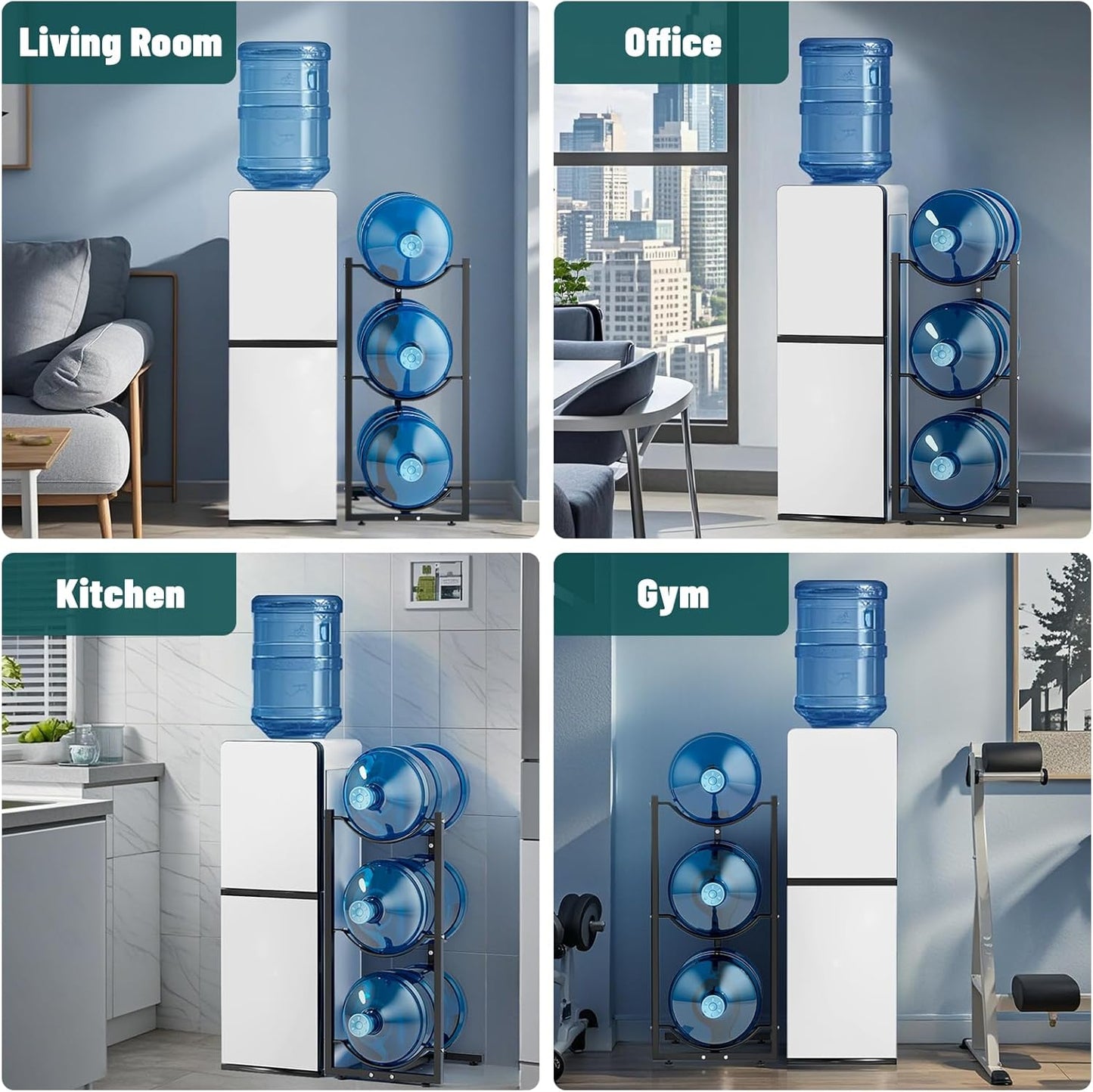 MYLOLF 5 Gallon Water Jug Holder : 3 Tier Water Jug Stand Holder for 5 Gallon Water Dispenser- 5 Gal Water Bottle Storage Rack Organizer for Home Kitchen Garage