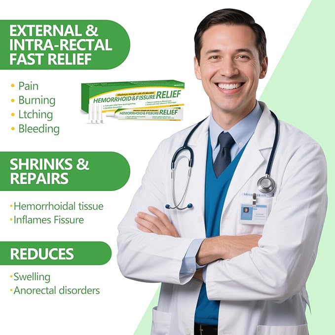 Hemorrhoids and Fissure Relief Cream,Hemorrhoid Ointment for Hemorrhoid Treatment Fast Acting Relief of Pain, Swelling