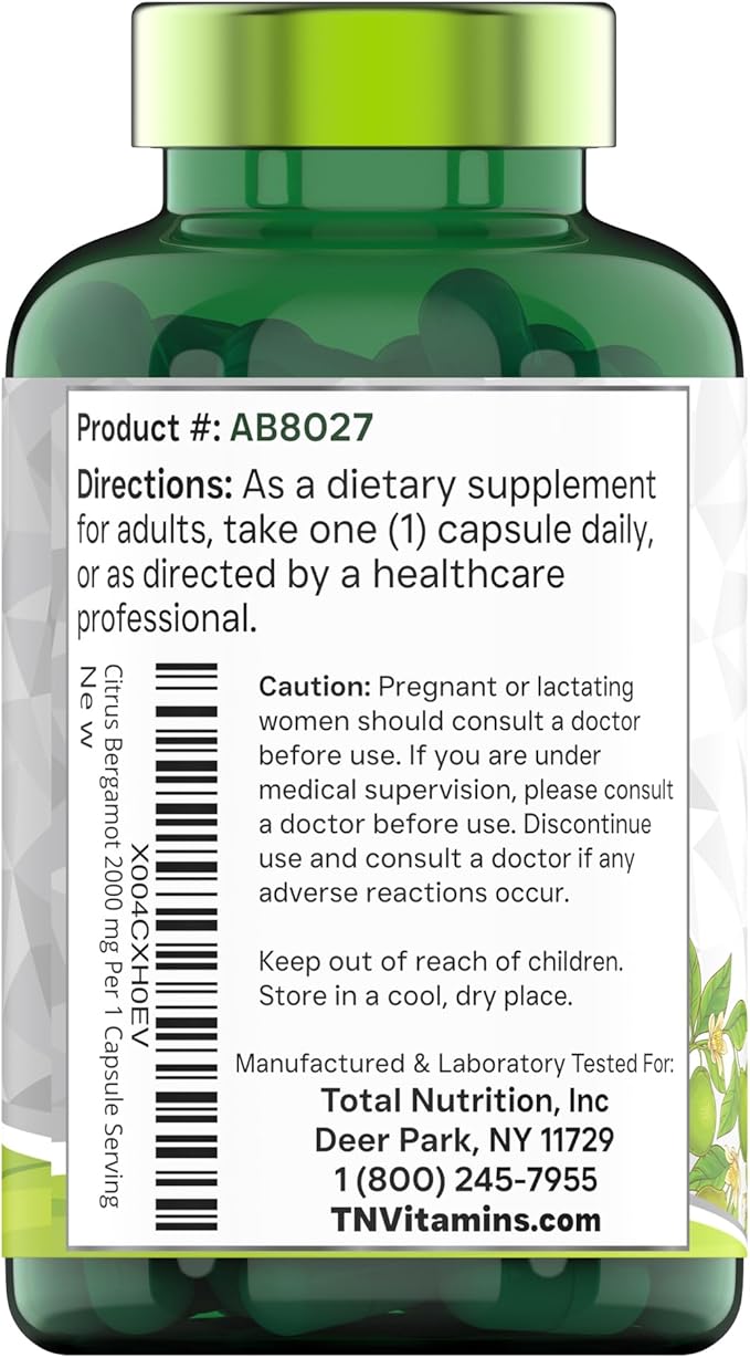 Citrus Bergamot 2000mg - 180 Capsules | Ultra Potent Citrus Bergamot Supplement 2000 mg Per 1 Capsule Serving | 6 Month Supply! | Non-GMO | Made in The USA!