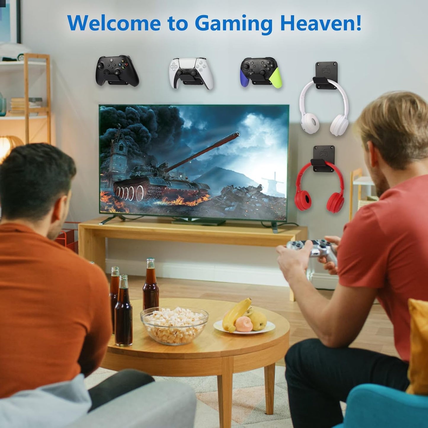 Controller Holders Wall Mount 3 Pack Wall Stands With Non-Slip Pads, Premium Headphone Mount for Controllers and Headsets, Black, YCKJ-WM-01