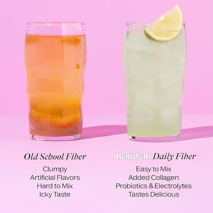 Daily Fiber Supplement Packets with Collagen, Probiotics & Electrolytes | Single Serve Packets for Gut Health, Digestion & Debloating | Watermelon | 10 Count