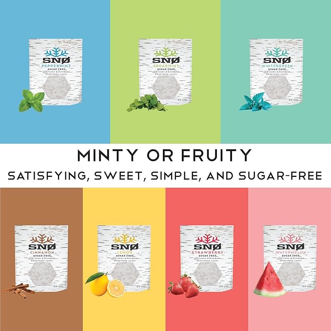 SNØ Peppermint Xylitol Candy Chips | Oral Health Support | Pure Birch Xylitol | Sugar-Free, Low-Carb, Diabetic-Friendly | Vegan, Non-GMO, Gluten-Free, Kosher, Keto-friendly (1 LB Bag)