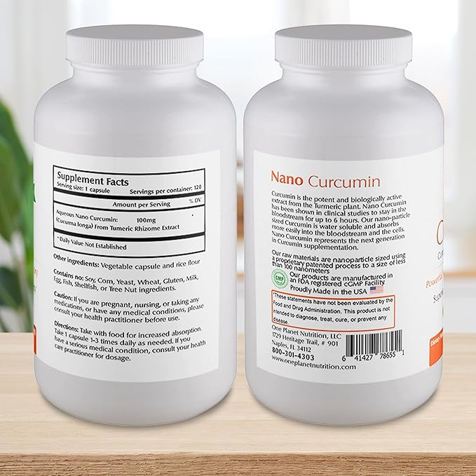 Nano Curcumin 100 mg Veggie Capsules (120 Servings), Turmeric Extract, Nano for High Absorption, Supports Overall Health, Non-GMO, Vegan, Gluten-Free