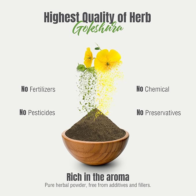 Gokshura Powder | Tribulus Terrestris | Authentic Ayurvedic Herb for Everyday Use | Non-GMO, Vegan, 100% Pure & Natural | 454 GMS Herbal Supplement