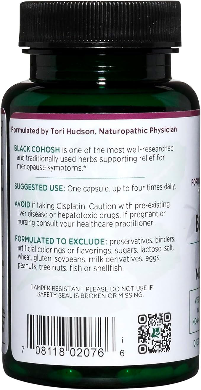 Vitanica Black Cohosh, Cimicifuga Extract Plus, Vegan, 60 Capsules