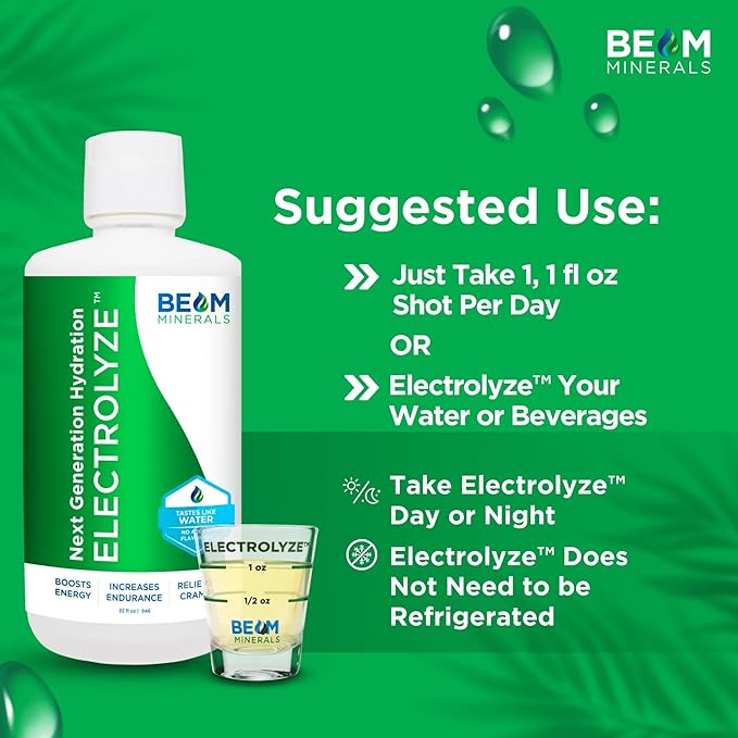 BEAM Minerals Electrolyze | Liquid Electrolyte Replenishment | All The Electrolytes, Without All The Salt | 32 fl Oz
