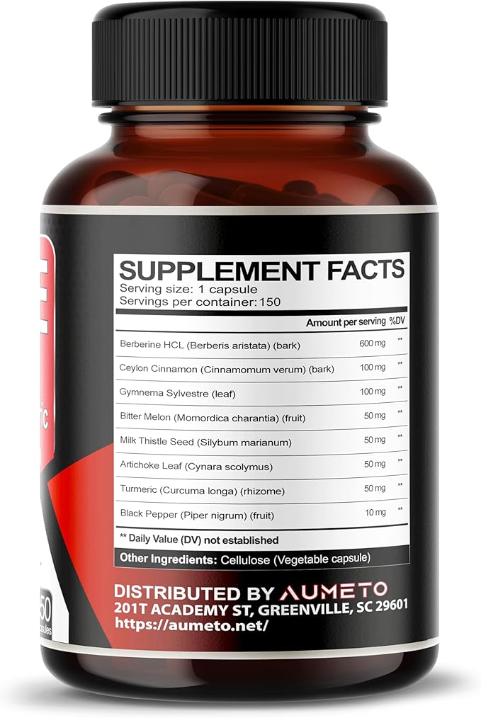 Berberine Supplement - Enhanced with Ceylon Cinnamon, Turmeric, Milk Thistle, Bitter Melon for Digestion, Immunity & Weight Managament Support (150 Count (Pack of 2))