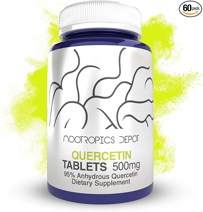 Nootropics Depot Quercetin Tablets | 500mg | 60 Count | 95% Anhydrous Quercetin