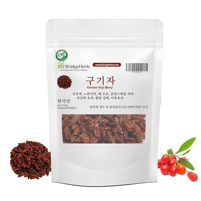 Goji Berry 4oz (113g) β Korean Herbal Tea | Premium Dried Goji Berries, Superfruit, Antioxidant-Rich, Caffeine-Free Wellness Drink | Product of Korea (BridgeHerb)