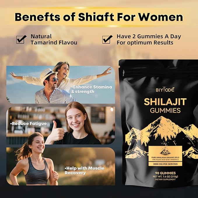 Shilajit Gummies: Pure Shilajit Himalayan Rich in Ashwagandha Gaulshura Fulvic Acid 85 Micronutrients Suitable for Men and Women No Added Sugar Non-GMO 100% Natural Organic 90 Gummies