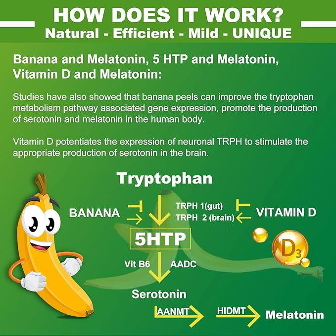 NEVISS 1Pack 5-HTP Gummies + GABA - Melatonin Free - Relaxation Gummies with Banana Extract, L-Theanine,L-Tryptophan, Vitamin D3 for Healthy Rest Cycle & Circadian Rhythm,Brain Function & Muscle Relax