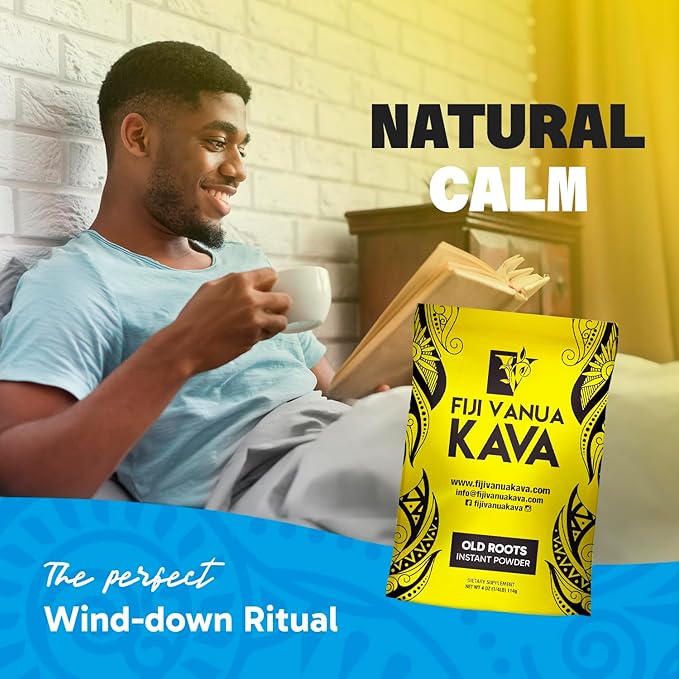 Fiji Vanua Kava Instant Old Roots Kava Powder, dehydrated green juice Kava Drink Powder, Easy to Prepare liquid-Soluble, Fijian Instant Noble, Herbal Supplement, 4 oz
