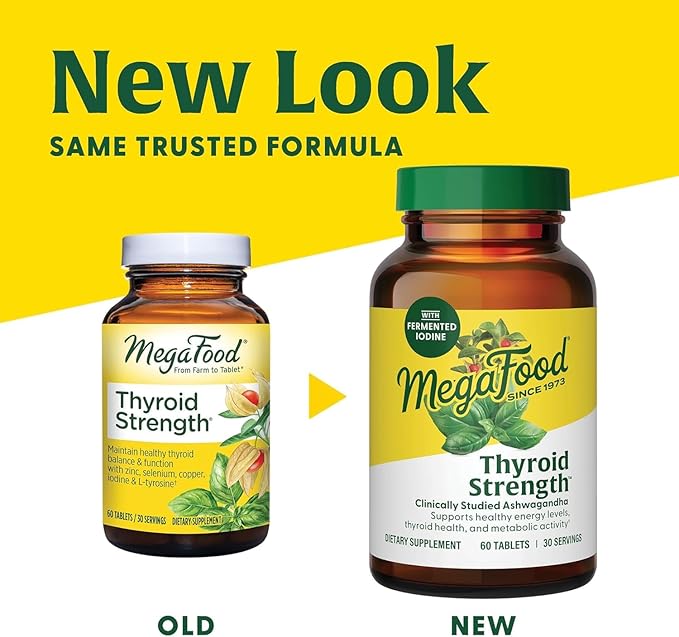 MegaFood Thyroid Strength - Mineral Supplement- Thyroid Support for Women with Ashwagandha, Zinc, Selenium, Copper, Iodine & L-Tyrosine - 90 Tabs (45 Servings)