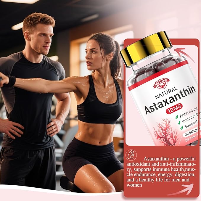 Astaxanthin 12mg Astaxanthin Tanning Softgels with Natural Fresh Microalgae Source Antioxidant Supplement Support Skin Eye Joint Internal Circulation and Immune Health, Non-GMO (90 Count)