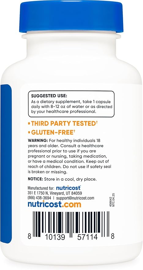 Nutricost Lactoferrin Capsules (60 Capsules, 300mg) Third-Party Tested, Gluten-Free, Vegetarian, GMP Compliant, Non-GMO Product - 60 Servings