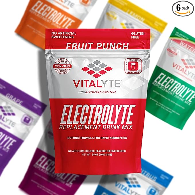 Vitalyte Electrolyte Powder Drink Mix, Isotonic Electrolyte Hydration Mix, Case Pack (6 Pack, Fruit Punch)