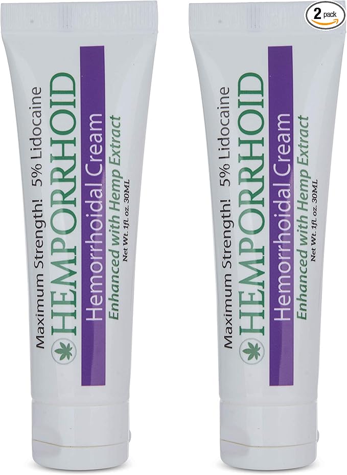 MARS WELLNESS HEMPORRHOID 5% Lidocaine Maximum Strength with Hemp Oil - Hemorrhoid Ointment Cream Topical Numbing - 1OZ - for Sections, Hemmoroid, Fissure Local and Anorectal Discomfort