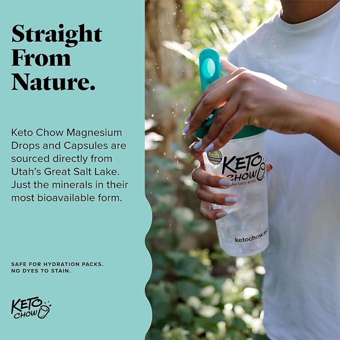 Keto Chow - Magnesium Capsules Supplement - 206mg Ionic Magnesium Chloride w/Sodium, Potassium, Electrolytes - Vegan, Sugar & Gluten Free - 240 Count