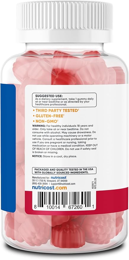 Nutricost Melatonin 5mg, 180 Gummies, Strawberry Flavored - Gluten Free, Non-GMO, No Corn Syrup