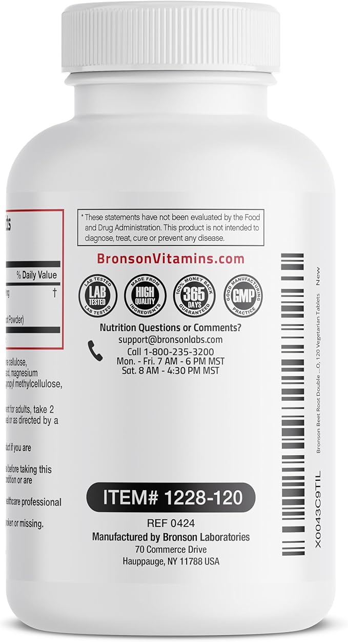 Bronson Beet Root Double Strength, Non-GMO, 120 Vegetarian Tablets