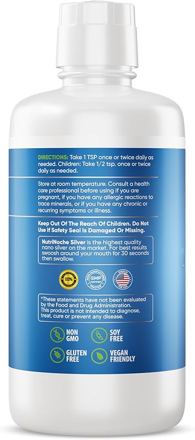 NutriNoche Colloidal Silver Mineral Liquid Supplement - 30 ppm - 32 Ounces - Colloidal Minerals