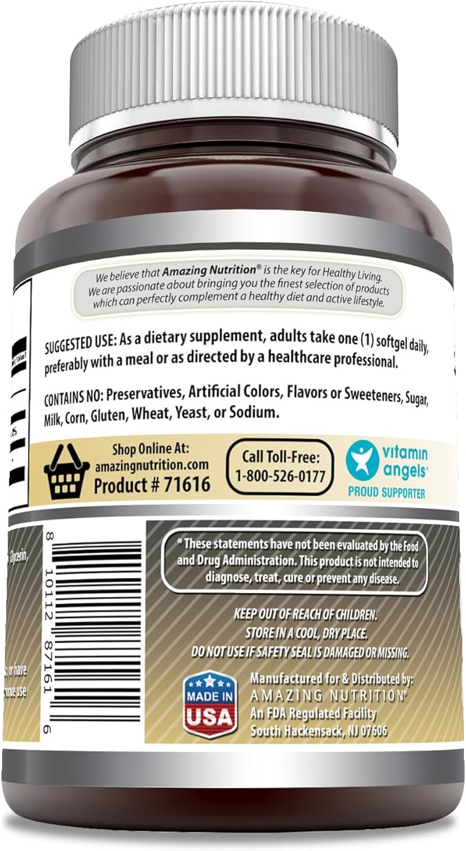 Amazing Formulas Lecithin 1200 mg Softgels Supplement | High Potency | Non-GMO | Gluten Free (1 Pack, 120 Count)