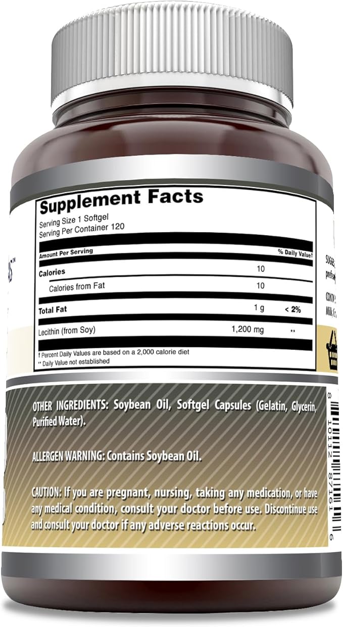 Amazing Formulas Lecithin 1200 mg Softgels Supplement | High Potency | Non-GMO | Gluten Free (1 Pack, 120 Count)