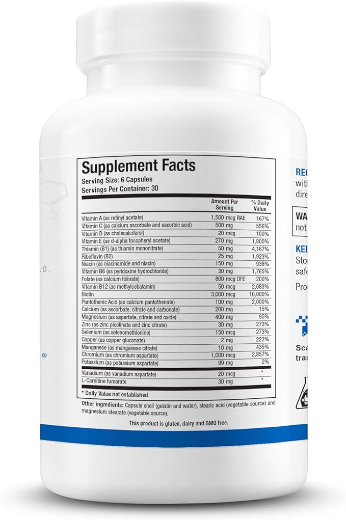 Biotics Research GlucoBalance Chromium, Vanadium, L carnitine Supplement, Supports Metabolic Health and Maintain Healthy Blood Lipid Levels - 180 Capsules
