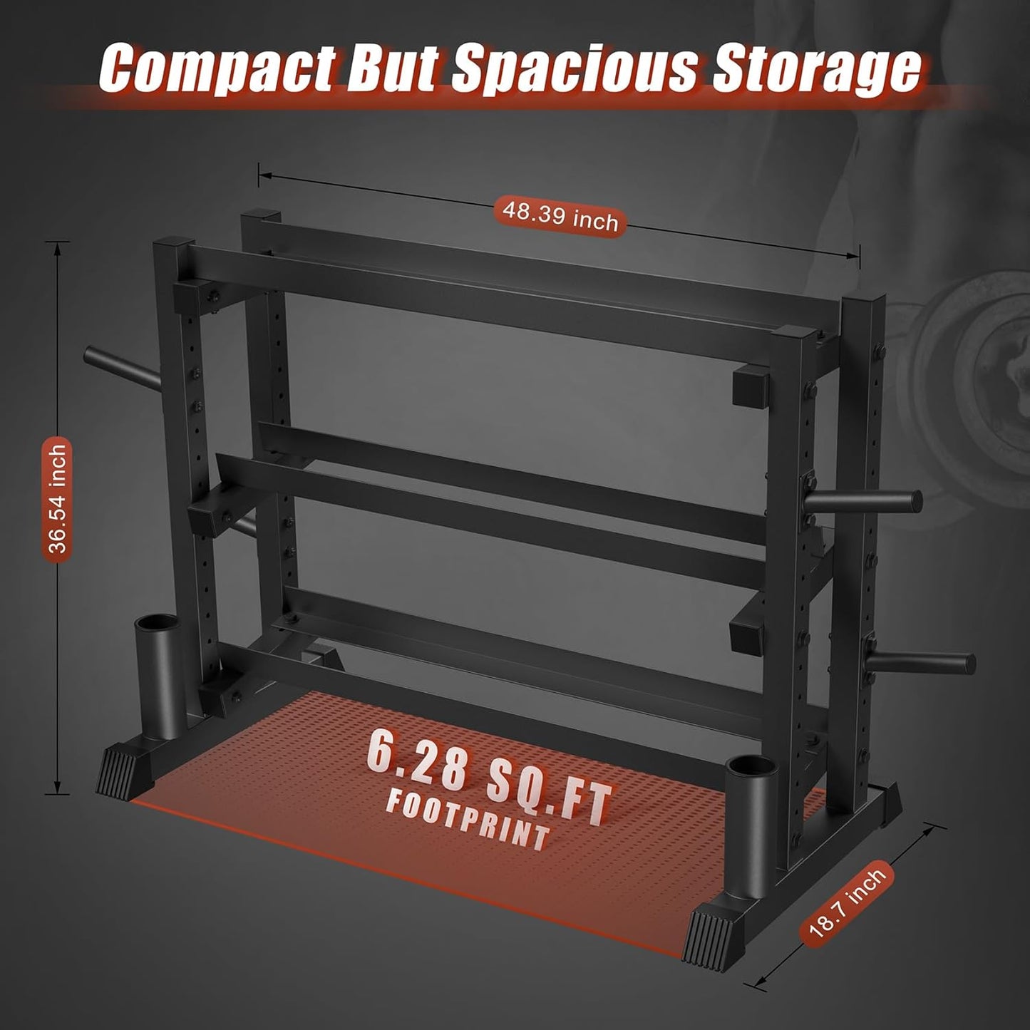 3-Tier Dumbbell Rack, 1200LB Capacity Adjustable Weight Rack for Home Gym, Heavy-Duty Weight Stand for Dumbbells Kettlebells & Weight Plates(Rack Only)