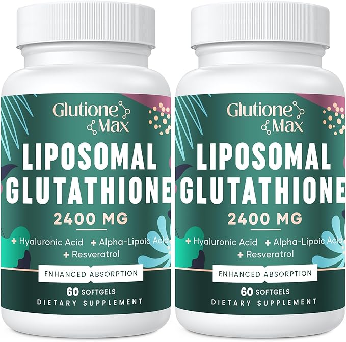 8-in-1 Liposomal Glutathione 2400 MG, High Absorption Antioxidant Formula – with Hyaluronic Acid, Alpha-Lipoic Acid, Resveratrol - Skin, Liver Detox & Immune System, 120 Softgels