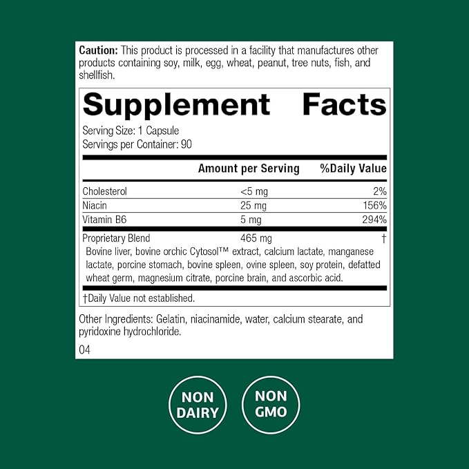 Standard Process Inc. Orchex - Whole Food Nervous System Supplements, Cholesterol, Mental Clarity and Emotional Support with Soy Protein, Ascorbic Acid, Calcium Lactate, Wheat Germ - 90 Capsules